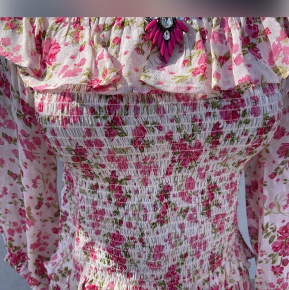 Pink and white Floral blouse xs - Picture 4 of 5